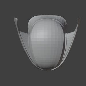 K&ouml;nnte beinhalten: Ein wei&szlig;er Helm mit einer glatten, abgerundeten Oberseite und zwei gebogenen, fl&uuml;gelartigen Vorspr&uuml;ngen an den Seiten.