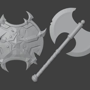 Captain America Gladiator Axe and Shield STL Bundle: 3D Model for Cosplay