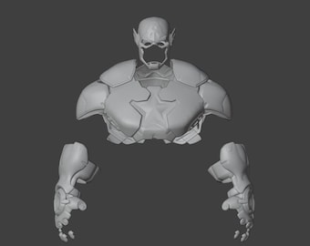 Pacote de armadura STL do Capitão América: modelo 3D de cosplay preciso do jogo