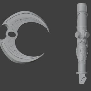 Moon Knight Crescent Blade & Batton STL-fil: Gyllene månsken Cosplay-rekvisita