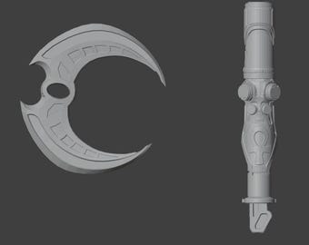 Moon Knight Crescent Blade & Baton STL File: Golden Moonlight Cosplay Prop