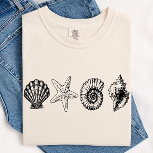 Retro Sea Shells 90s Vintage Style Shirt, Y2k Ocean Shell Shirt, Sea Lovers Shirt, Summer Ocean Shirts, Cute Sea Animal Shirt
