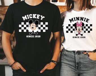 Retro Mickey Minnie T-Shirts, Checkered Mickey Shirt, Retro Disney Trip Shirt, Retro Mickey and Friends Shirt, Disney Family Vacation Shirts