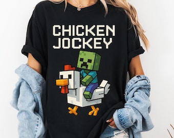 Chicken Jockey Unisex T-Shirt: Quirky Cartoon Gamer Tee