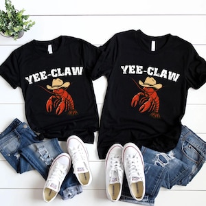 Lobster Cowboy Tshirt, UNISEX Tshirt, Trendy Yee Claw Tee, Funny Lobster Tshirt, Western Beach Tshirt, Tomato Girl Summer Shirt, Cute Animal