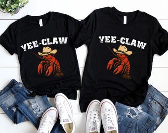 Lobster Cowboy Unisex T-shirt: Funny Western Beach Tee