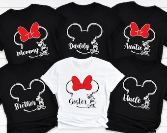 Custom Name Disney Family Vacation Matching T-Shirts, Mickey and Minnie Head Shirts, Personalized Disney Trip Matching Shirts, Disney Shirts