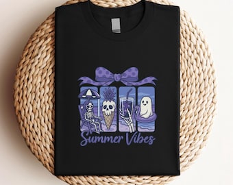 Summerween Ghost T-Shirt: Beach Skeleton Halloween Tee