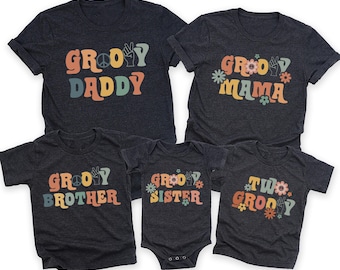 Two Groovy Birthday T-Shirt: Retro Matching Family Tees