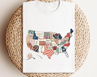 Retro USA Map T-Shirt: Patriotic American Flag Tee