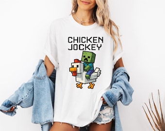 Chicken Jockey Unisex Shirt: Quirky Cartoon Gamer Tshirt