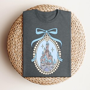 Disney Magical Castle with Blue Coquette T-Shirt, Disney Girl Trip Shirt,Magic Kingdom Shirt,Disneyworld Family Shirt,Walt Disney Castle Tee