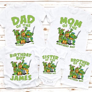 Custom Turtles Birthday Boy T-Shirt, Turtles Matching T-Shirts, Custom Turtle Birthday Party Shirts, Anime Boy Shirt, Green Turtles T-Shirts