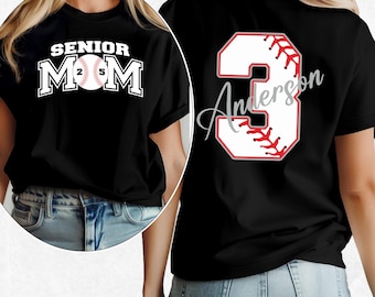 Custom Senior Baseball Mom T-Shirt: Personalized Baseball Gift