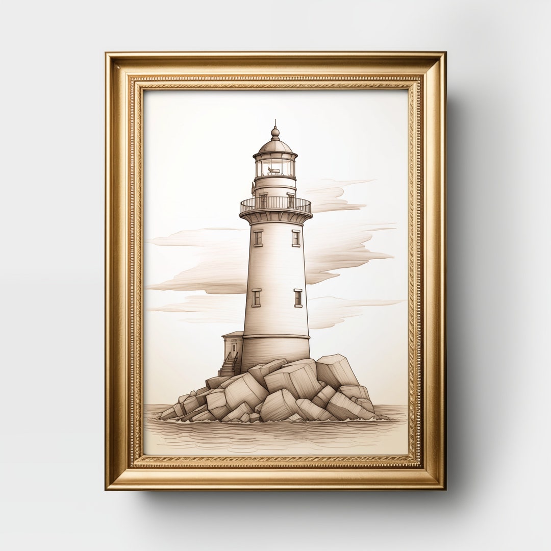 Lighthouse Rocks Wall Art | Coastal Decor | Seascape Painting | Coastal ...