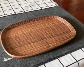 Wooden Tray Made of Walnut Wood, Oval Shape Wooden Tray