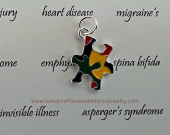 Autism Awareness Charm, Asperger's Awareness Charm, Puzzle Piece Charm, Autism, Asperger's Syndrome, Autism Awareness, Asperger's Awareness