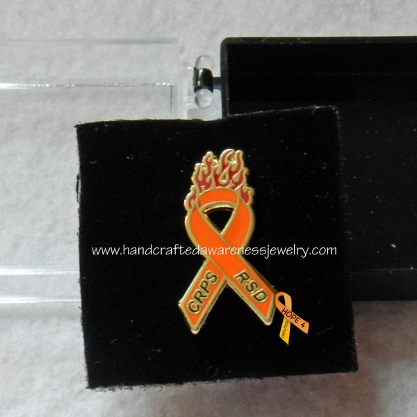 CRPS Awareness, RSD Awareness, "Fight the Fire", Orange Ribbon Awareness, Lapel Pin