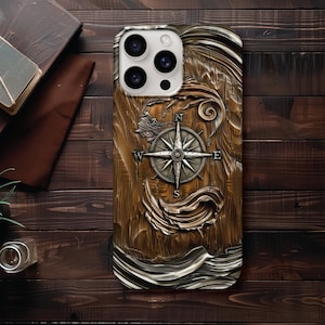 Custodia per telefono nautico Compass Rose/Aspetto legno/Custodia sottile