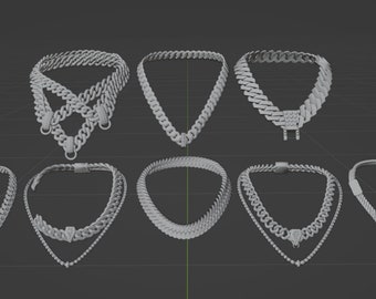 25 FiveM Chain Models with Pendants and Chain Textures | Blender Ready | FiveM Chain Templates