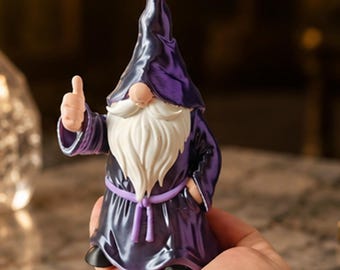 Gartenzwerg Zauberer Daumen hoch 3D gedruckte Figur, personalisierbare Zwergfigur, Glücksbringer Geschenk, Geschenk zur Bestandenen Prüfung