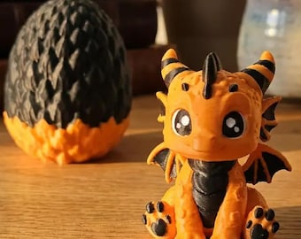 Niedliches Drachenbaby mit Überraschungsei – 3D-Figur – einzigartiges Fantasy-Geschenk für Kinder und Drachenfans