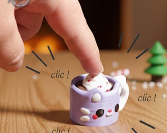 Kawaii Katzen Tassen Clicker | ASMR Mechanisches Fidget Toy | Süßes Schreibtisch Geschenk | 3D Druck Frankreich