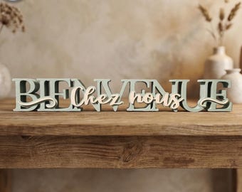 Willkommensschild Eingang Zuhause, 3D Buchstaben zweifarbig, Einzugsgeschenk original, Farmhouse Stil, 3D-Druck Frankreich