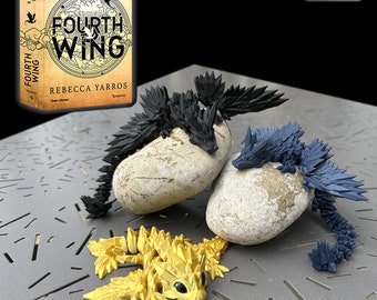 Fourth Wing - Quatrième Aile - dragon inspiré du livre de  Rebecca Yarros. Dragon mobile, articulé, imprimé en 3D, lot déco figurine fantasy