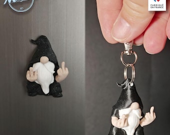 Mittelfinger Zwerg Schwarz Galaxy, Magnet oder Schlüssel, 5cm Humor Figur, 3D Druck Frankreich