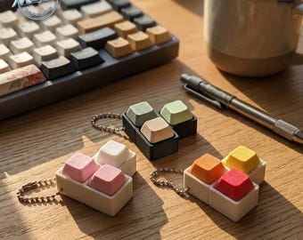 3 Tasten mechanisches Keyboard Fidget personalisierbar, Gamer Schlüsselanhänger, Geek Geschenk, Frankreich