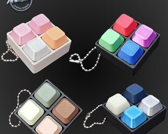 4 Tasten mechanisches Keyboard Fidget personalisierbar, Gamer Schlüsselanhänger, Geek Geschenk, Frankreich