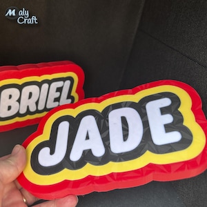 Nombre personalizado - Regalo para fan de Lego - Decoración de pared para habitación infantil, decoración para colocar - Decoración de oficina personalizada