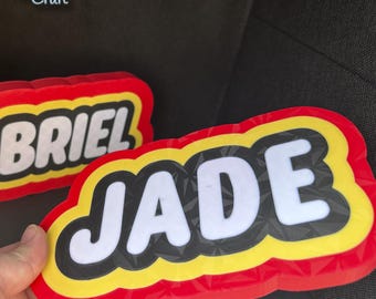 Brick name sign custom, lego style 3D printed letters, personalized kids room decor, custom name plate, boy birthday gift