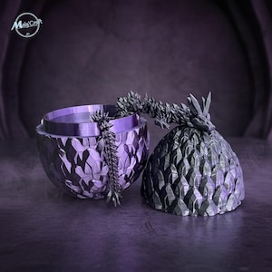 Beweglicher 3D-gedruckter Drache – Fantasyfigur mit Ei-Option – Dekoration für Geeks oder originelles Geschenk