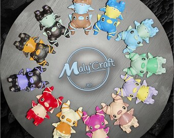Niedlicher, handbemalter Dämonenmagnet, 3D-gedruckte Figur mit leuchtenden Augen, originelles Kawaii-Geschenk für Geeks, Kühlschrankdekoration, hergestellt in Frankreich