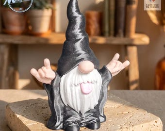 Gnomo rockero 3D, figurina divertida personalizable, regalo humor, fan del metal