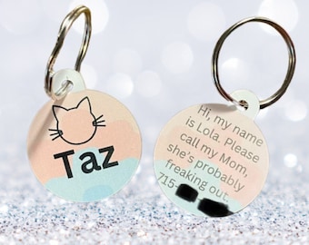 Pet ID Tag, Pet Name Tag, Cat Name Tag, Personalized ID Tag, Gifts for Cats