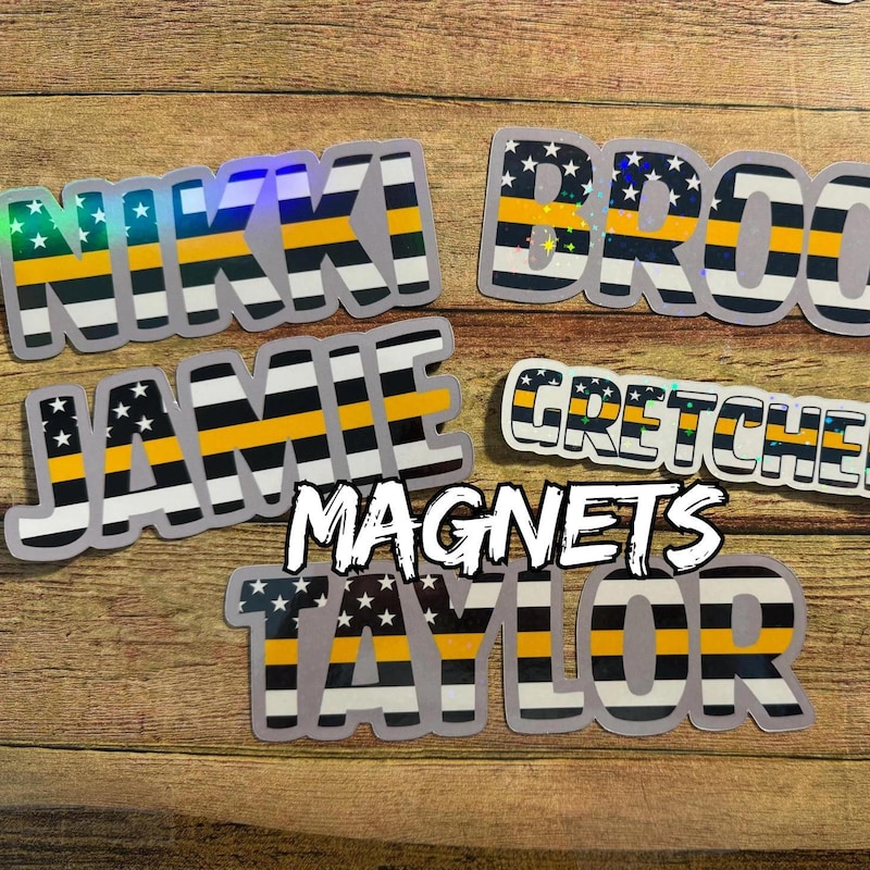 911 Dispatch Magnet, Personalized Magnet, Gifts for Dispatchers, Telecommunicator Week, Thin Gold Line Flag Magnet