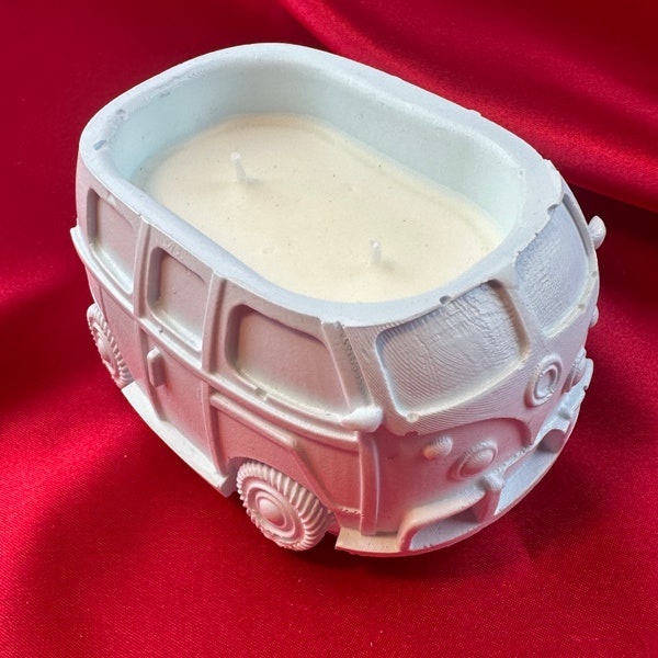 Sea Salt & Orchid Science | Soy Wax Aroma Candle | Concrete Retro Hippie VW Camper Van | Handcrafted Made in California | Unique Gift Box