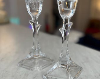 Lot de 2 bougeoirs coniques toscany tulipe transparent 24 % plomb cristal au plomb