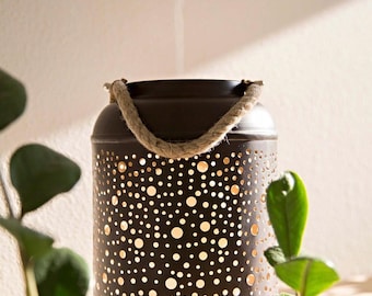 Full Moon Boho Lantern, Brown and Gold Decor, Diffuser Cover