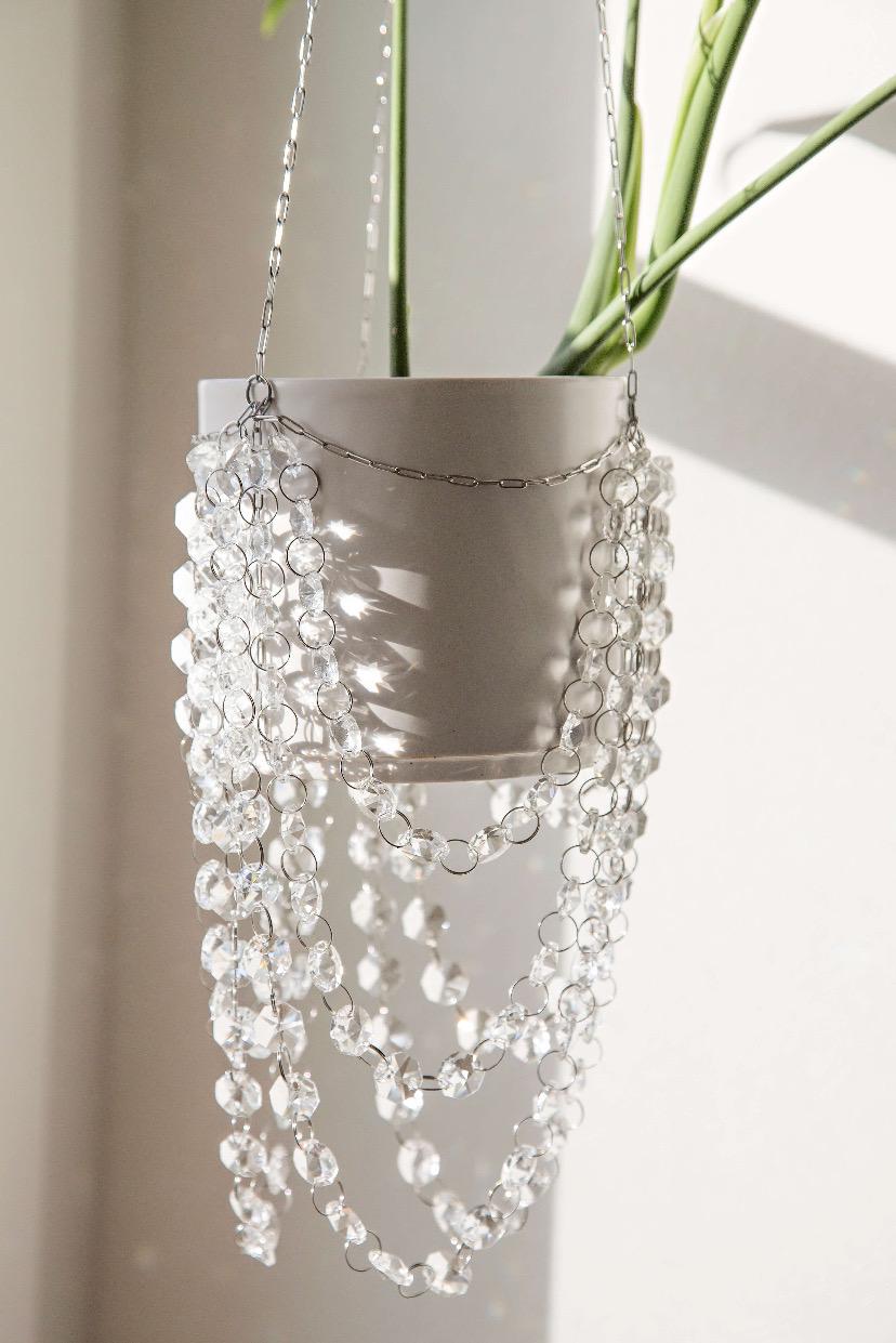 Floating Chandelier Suncatcher Silver Plant Hanger for indoors.