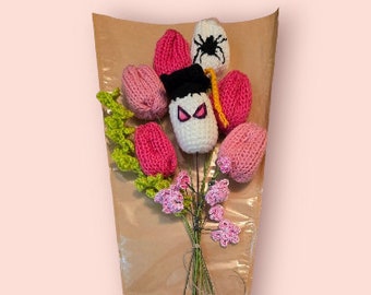 Crochet Spider Girl Tulip Forever Flower Bouquet - Flower Everlasting