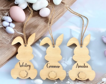 Personalized Wood Bunny Tag: Engraved Easter Basket Gift