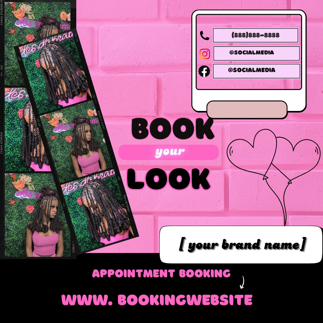 Editable Book Now Flyer, DIY Book Now Template , Premade Flyer Hair ...