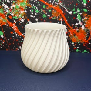 Unique Planter Pot with Drip Tray, Indoor Planter, Home Decor Gift, Spiral Twist Geometric Pattern