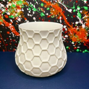 Cache-pot unique avec bac d&#39;égouttement, jardinière d&#39;intérieur, cadeau de décoration intérieure, motif géométrique en nid d&#39;abeille