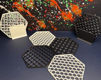Hexagonal 3D Printed Coasters | Minimalist PLA Set of 4