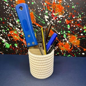Modern Design Pencil Holder | Pencil Cup | 3D Printed | Desk Organizer | Office Decor | Vase Mode | Pen Holder
